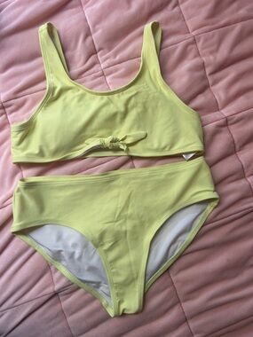 Old Navy Lemon Yellow Bikini Top with Pink Lining
